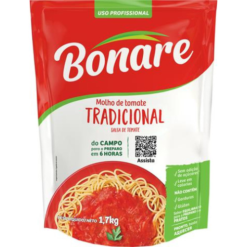 Molho De Tomate Tradicional Bonare 1.7Kg